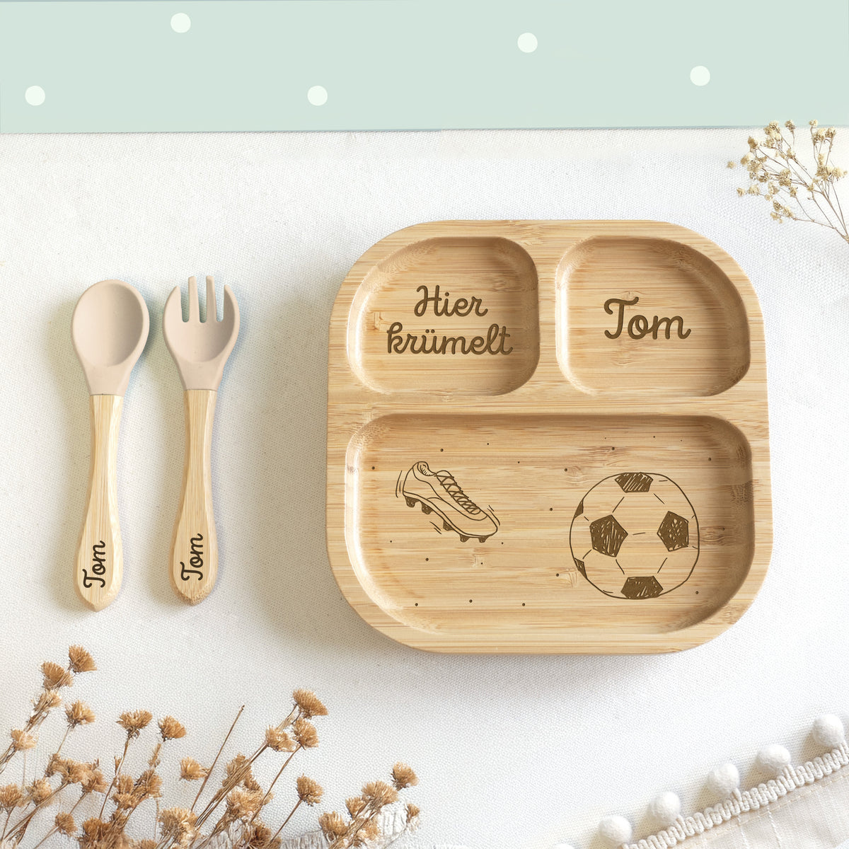 Personalisierter Babyteller "Fußball"