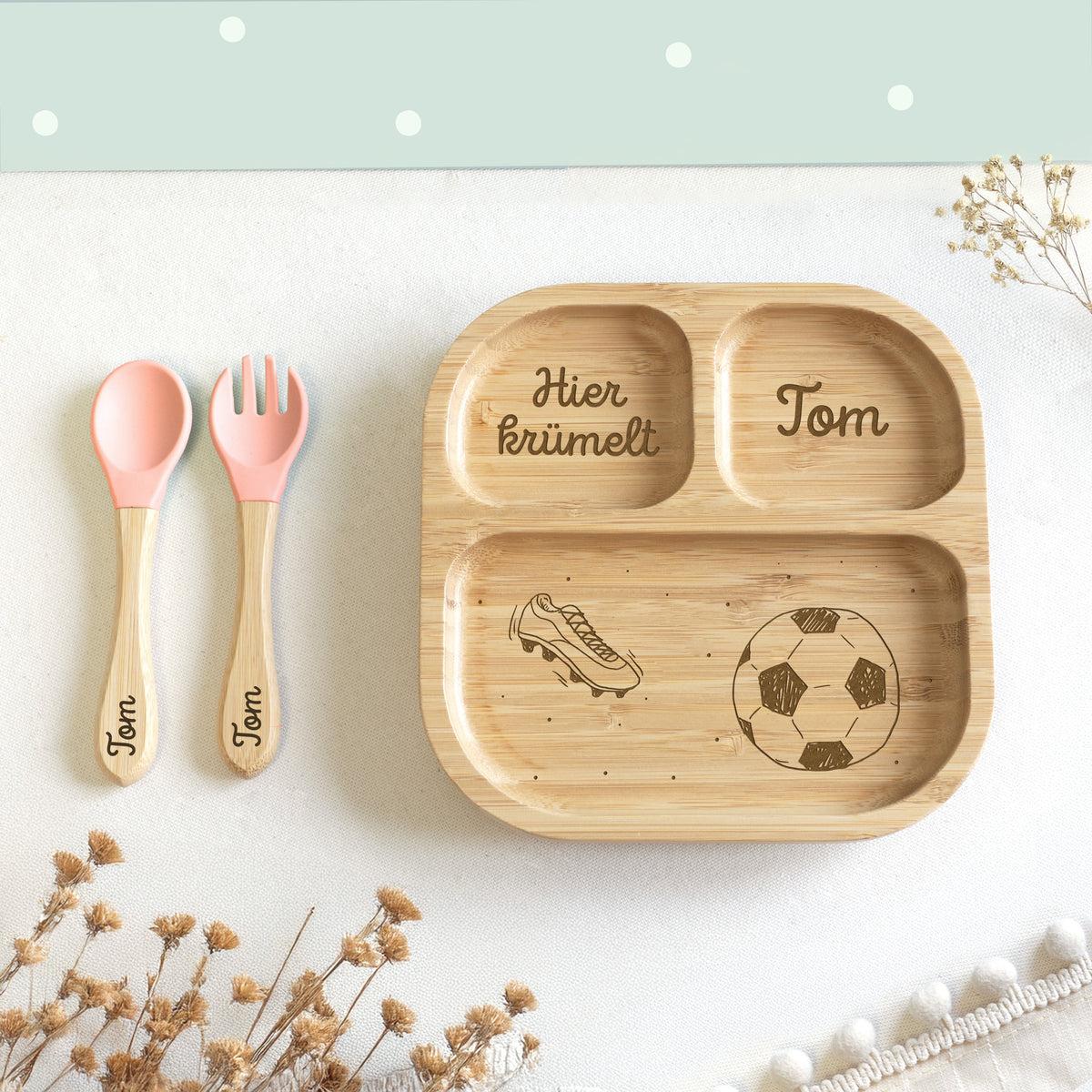 Personalisierter Babyteller "Fußball"