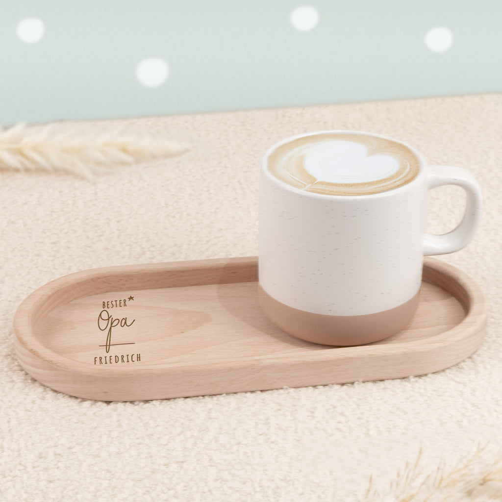 Personalisierte Tasse mit Korkboden und Deckel "Opa"