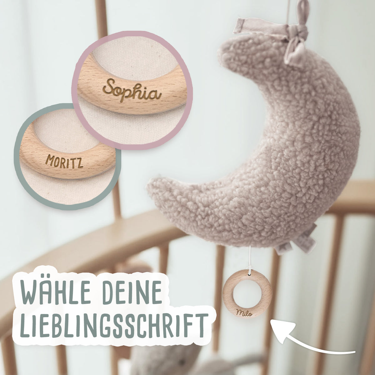 Jollein Spieluhr „Plüschmond“ personalisierbar