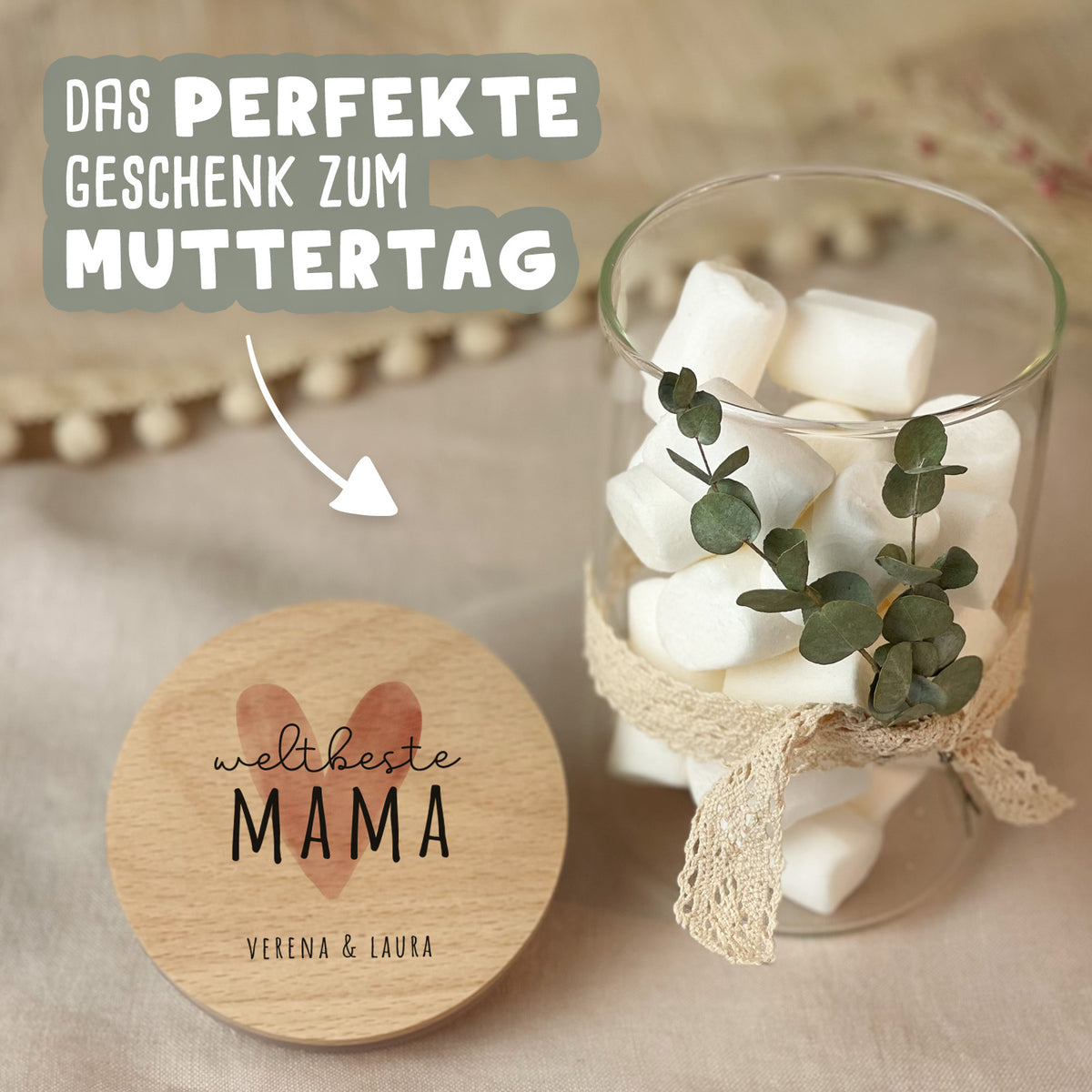 Personalisiertes Vorratsglas "Weltbeste Mama rotes Herz" Muttertagsgeschenk