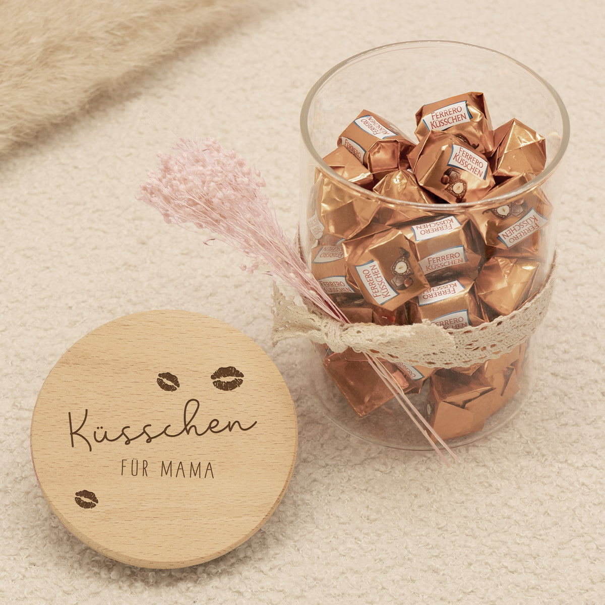 Vorratsglas „Küsschen für Mama“ Gravur - Muttertagsgeschenk