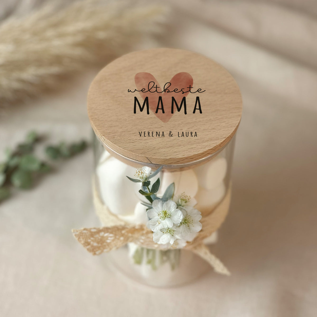 Personalisiertes Vorratsglas "Weltbeste Mama rotes Herz" Muttertagsgeschenk