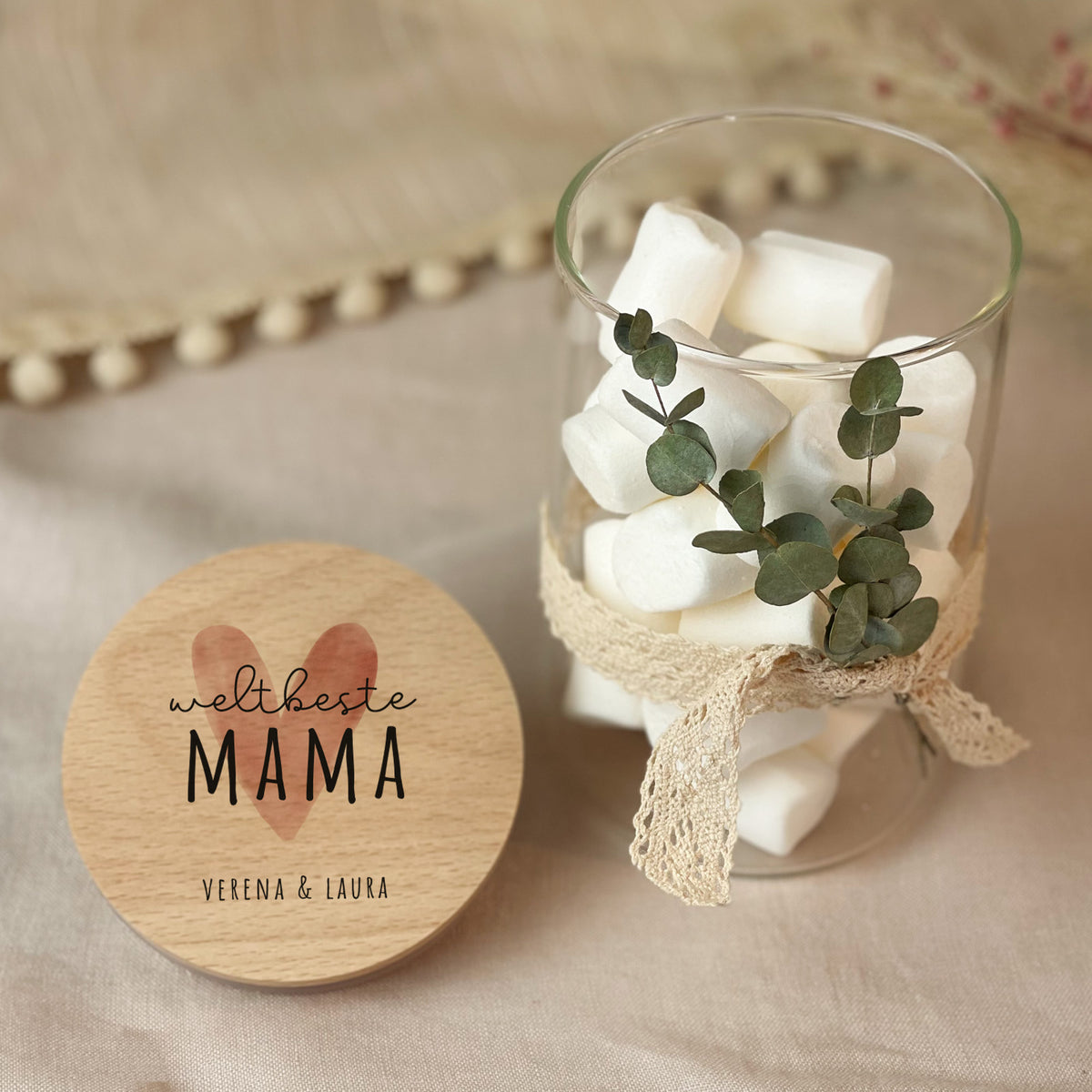 Personalisiertes Vorratsglas "Weltbeste Mama rotes Herz" Muttertagsgeschenk