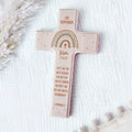 Personalisiertes Kreuz zur Kommunion Aquarell "Regenbogen Beige"