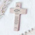 Personalisiertes Kreuz zur Kommunion Aquarell "Fisch"