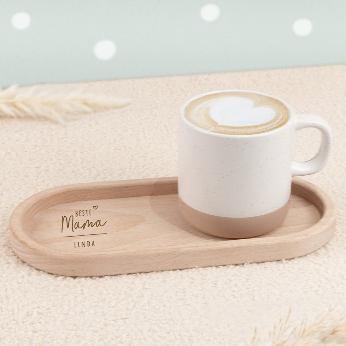 Personalisierte Tasse mit Korkboden und Deckel "Muttertag"