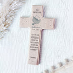 Personalisiertes Kreuz zur Konfirmation Aquarell "Taube"