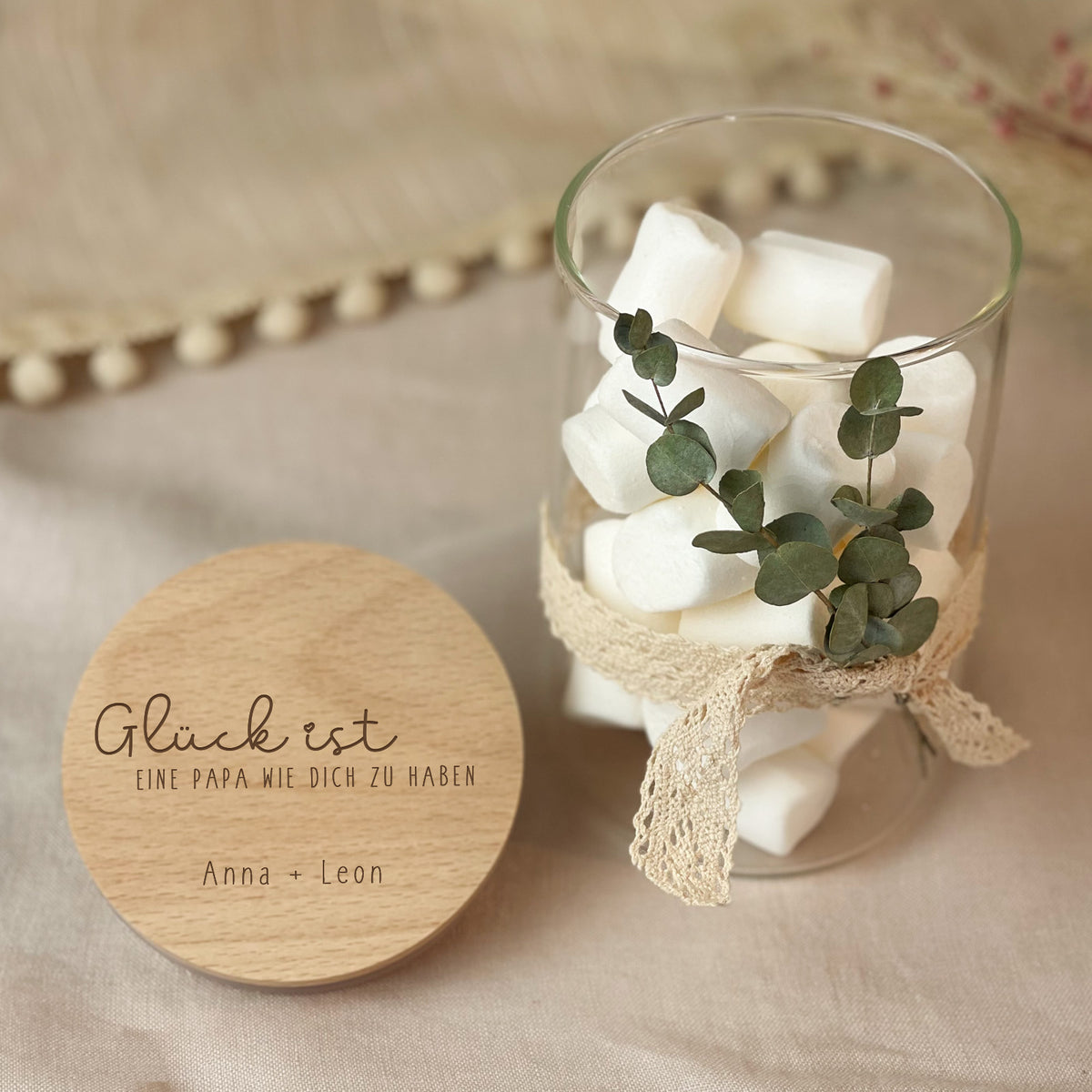 Vorratsglas „Glück ist einen Papa wie Dich zu haben“ personalisiert Gravur - Vatertagsgeschenk