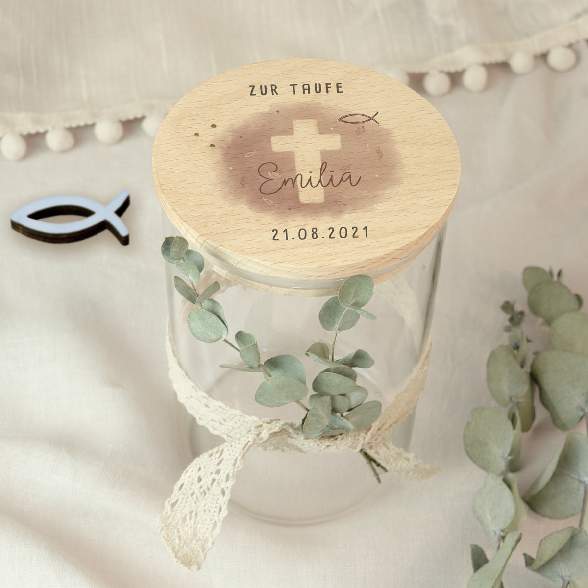 Personalisiertes Vorratsglas Aquarell Geschenk zur Taufe