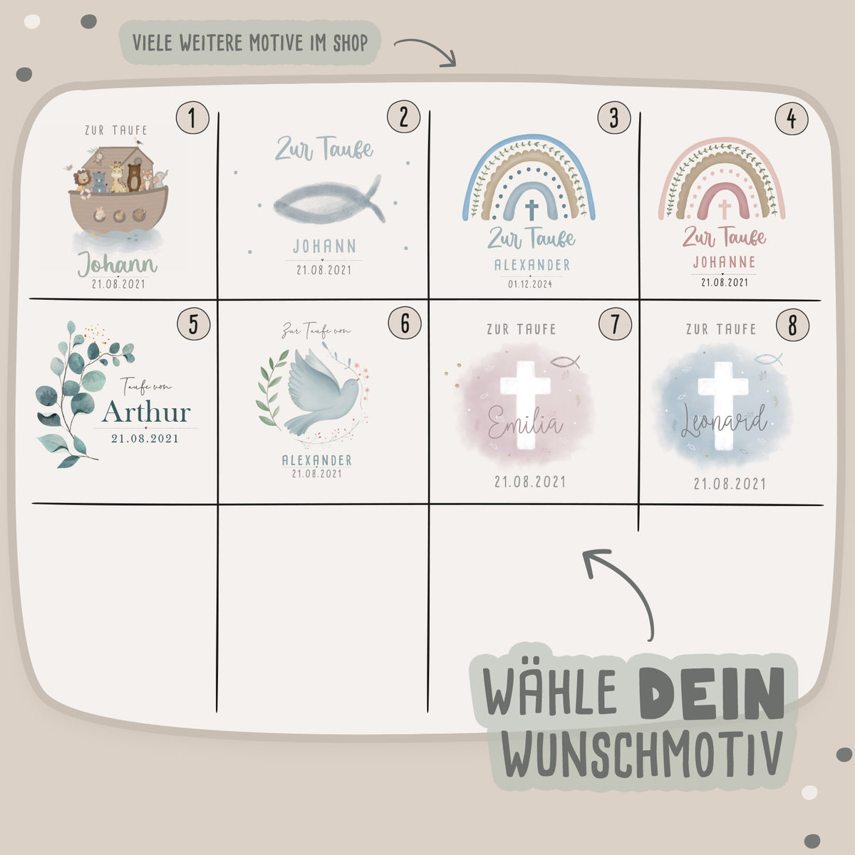 Vorratsglas zur Taufe Aquarell personalisiert Druck