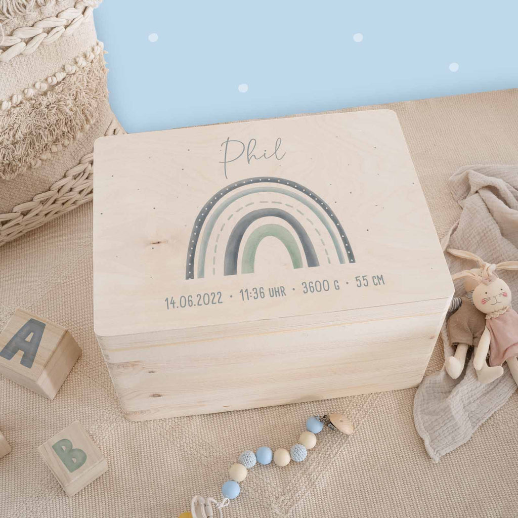 Erinnerungsbox "Regenbogen Blau" Aquarell