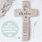 Personalisiertes Kreuz zur Kommunion Aquarell "Eukalyptus"