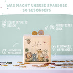 Spardose Würfel "Safarimotiv" bunt bedruckt