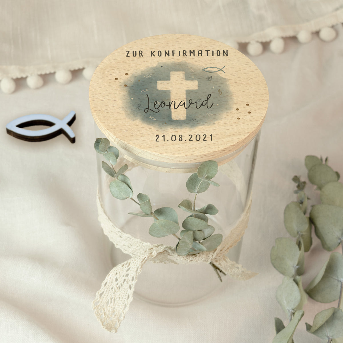 Personalisiertes Vorratsglas Aquarell Geschenk zur Konfirmation