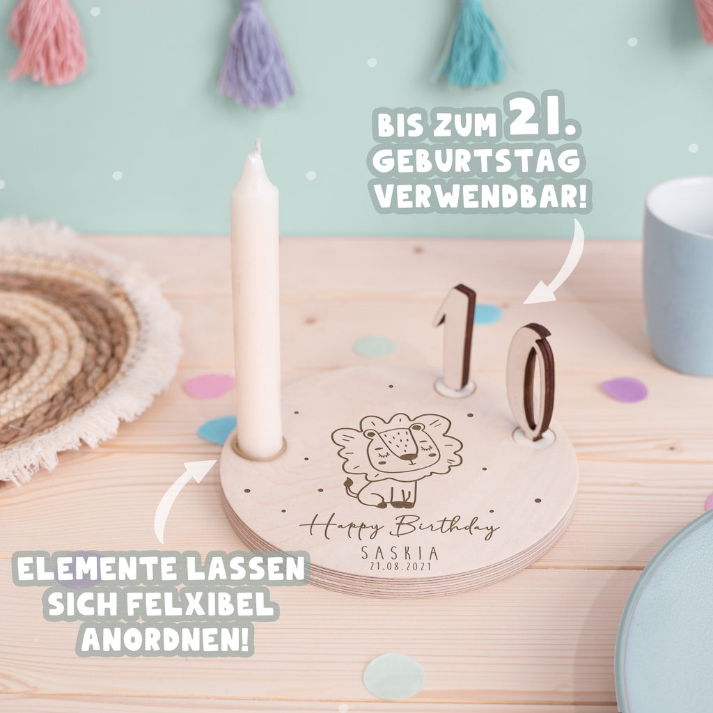 Geburtstagsteller „Löwe“ personalisiert Gravur