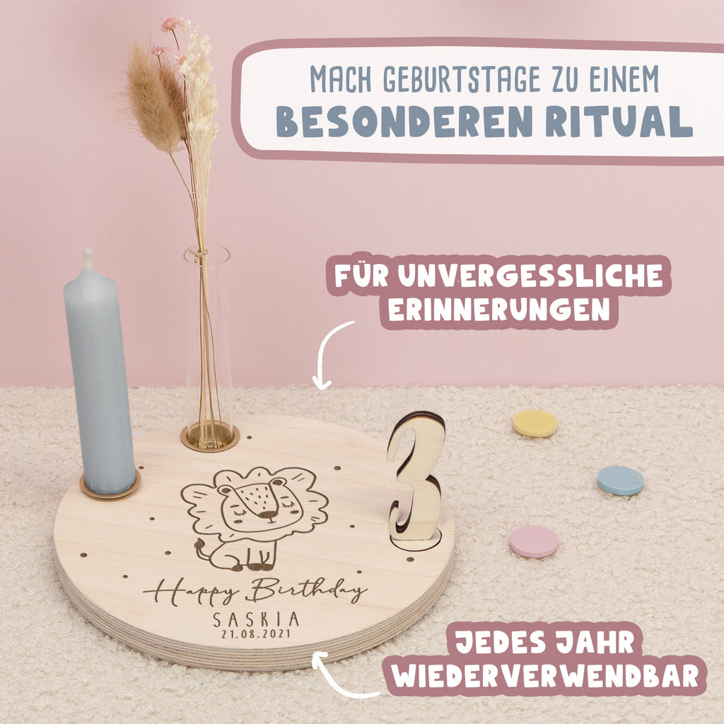 Geburtstagsteller „Löwe“ personalisiert Gravur