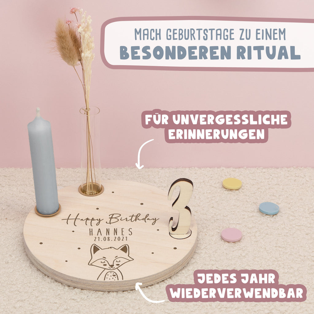Geburtstagsteller „Fuchs“ personalisiert Gravur