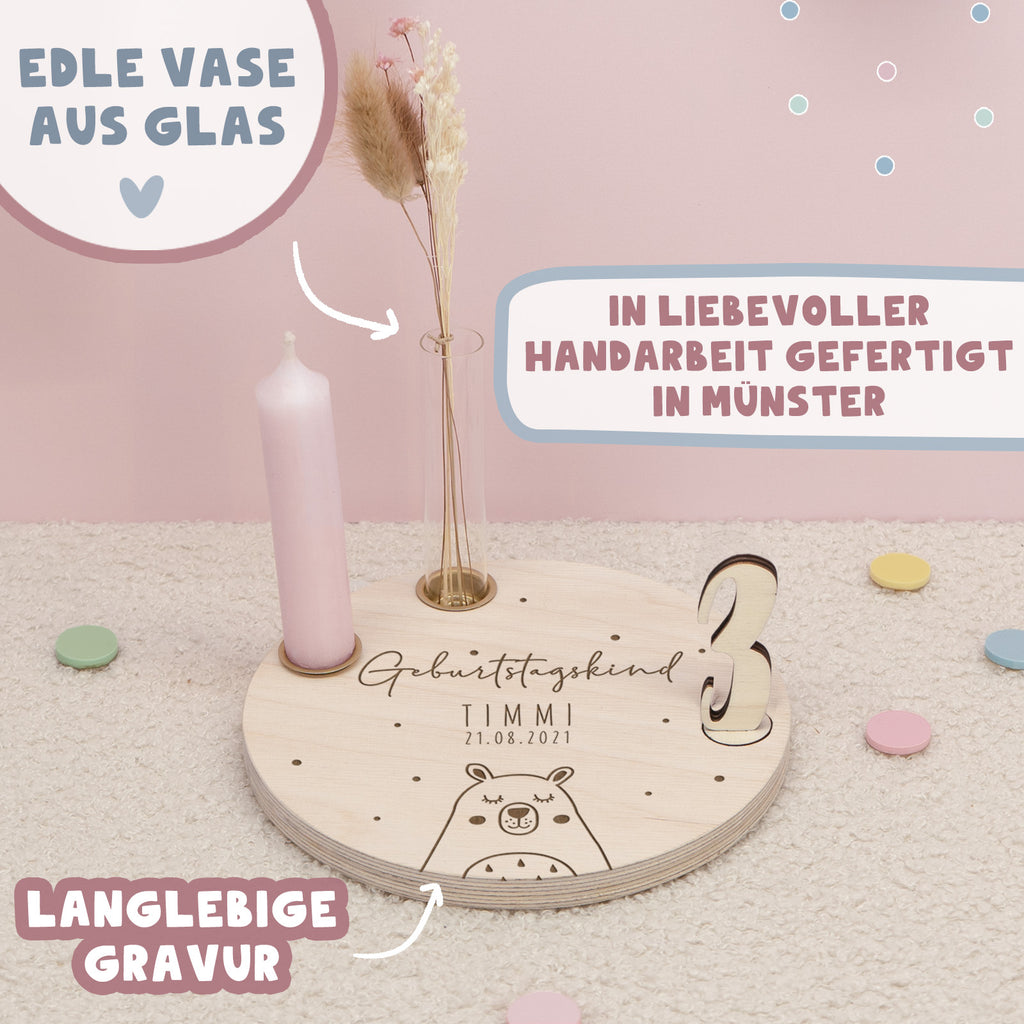Geburtstagsteller „Bär“ personalisiert Gravur