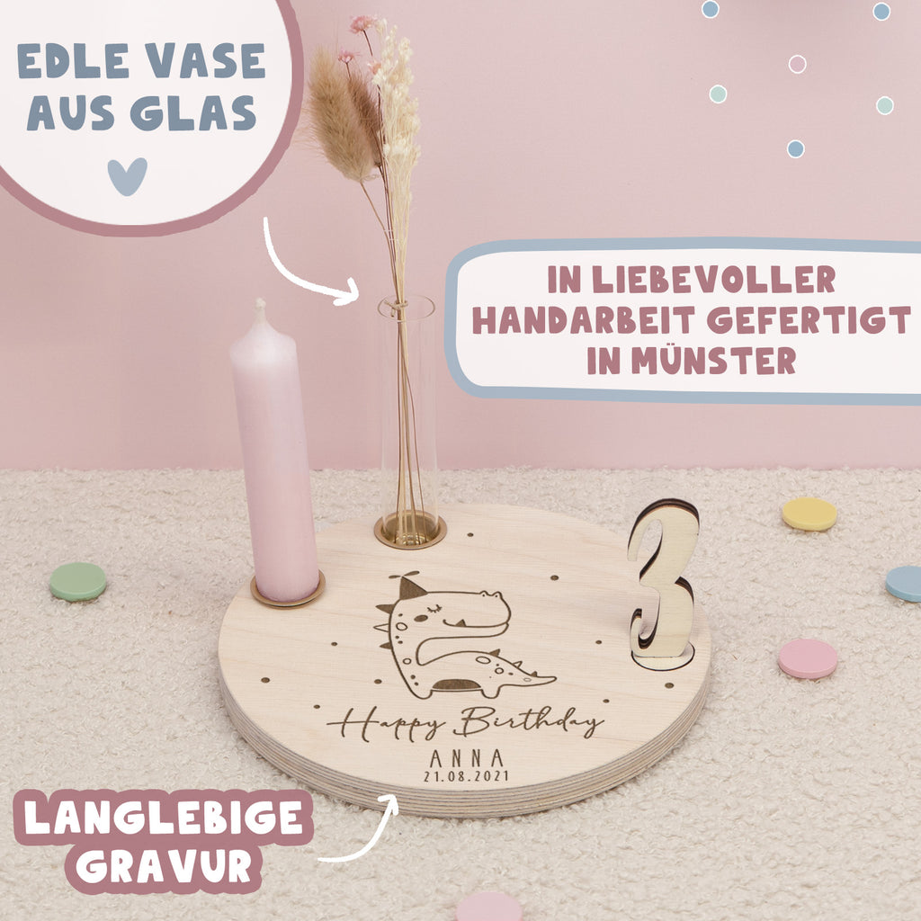 Geburtstagsteller „Dino“ personalisiert Gravur
