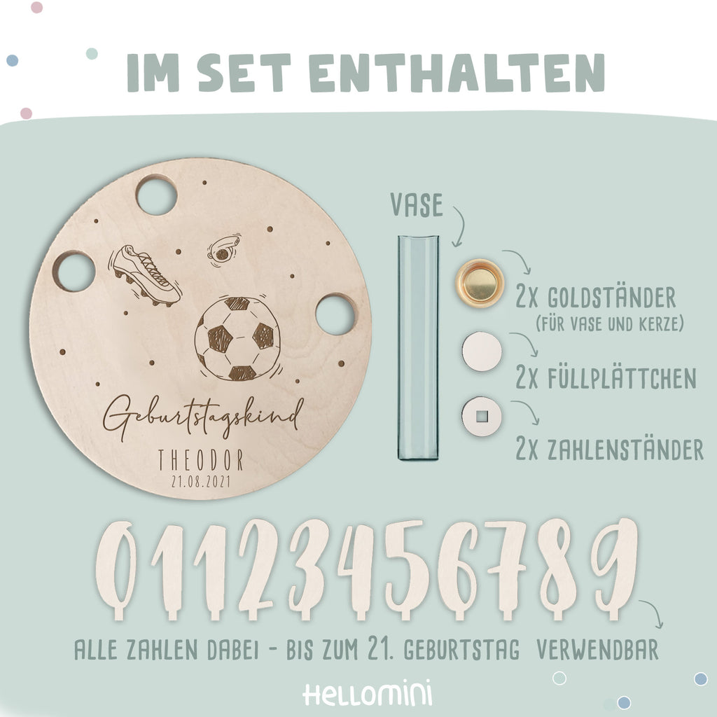 Geburtstagsteller „Fußball“ personalisiert Gravur