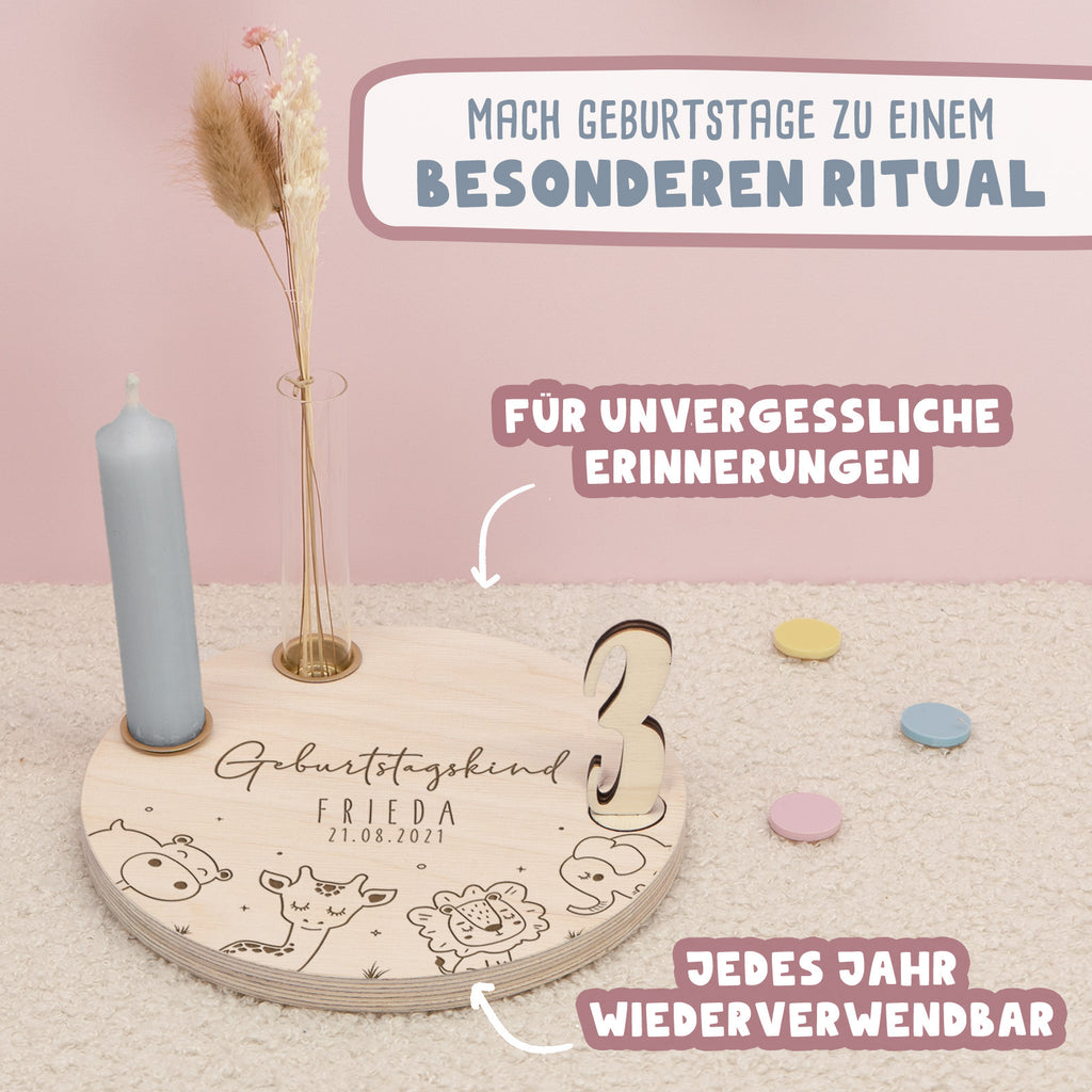 Geburtstagsteller „Safari“ personalisiert Gravur