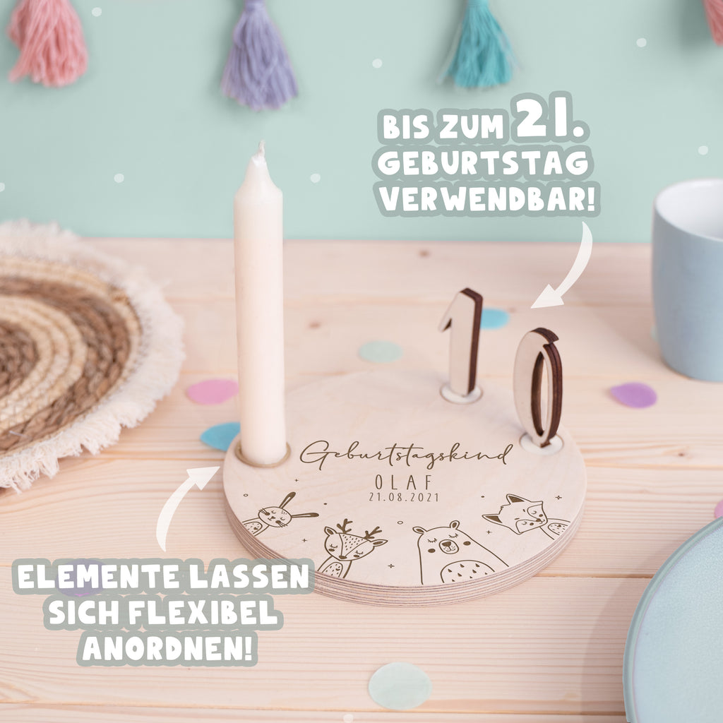 Geburtstagsteller „Waldtiere“ personalisiert Gravur