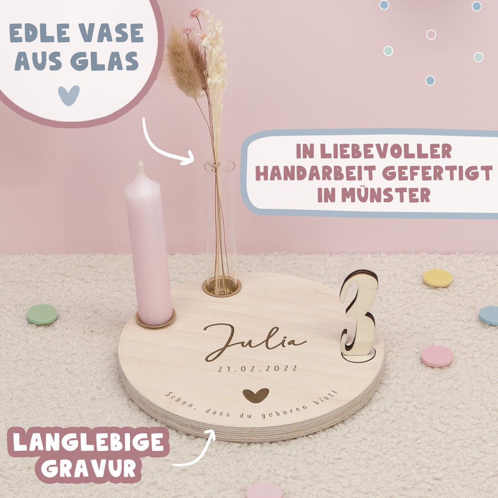 Geburtstagsteller „Herz“ personalisiert Gravur