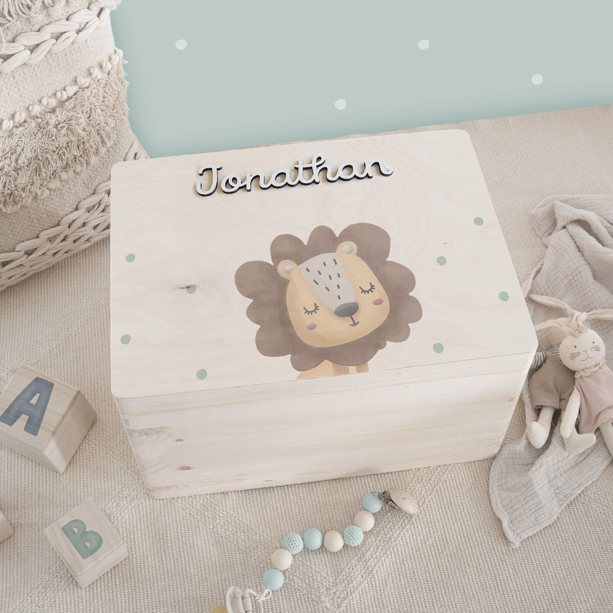 Erinnerungsbox 3D-Name "Löwe" Aquarell