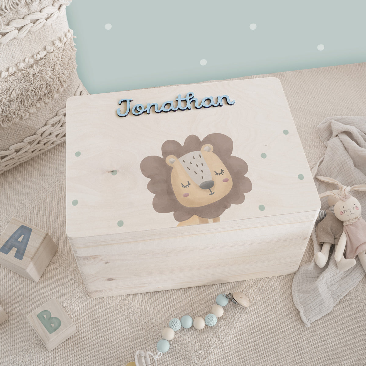 Erinnerungsbox 3D-Name "Löwe" Aquarell
