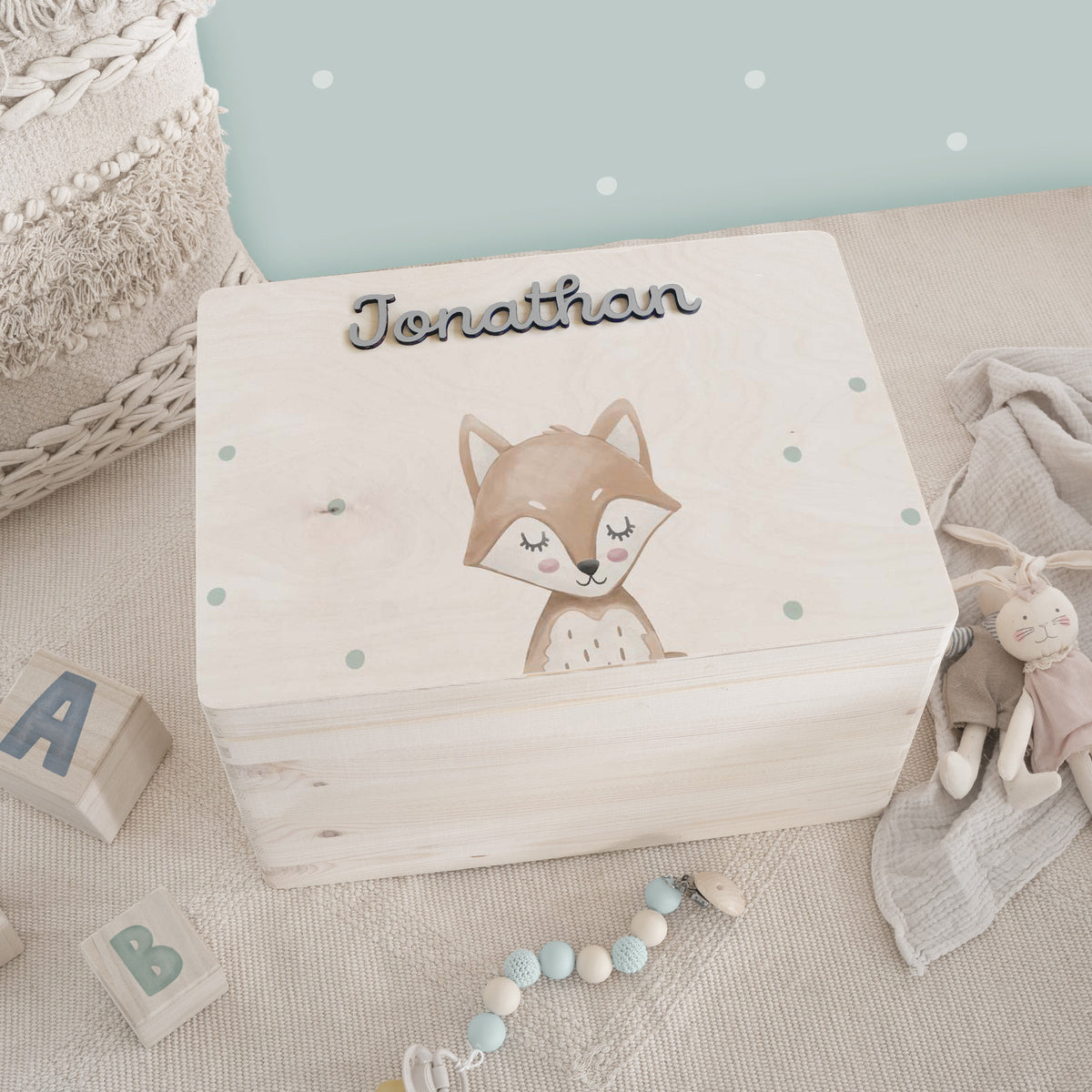 Erinnerungsbox 3D-Name "Fuchs" Aquarell