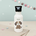 Personalisierte Trinkflasche weiß mit Trinkhalm "Hund"