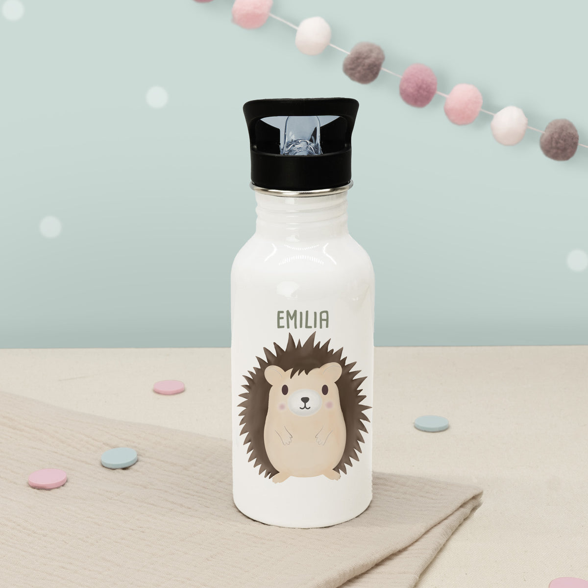 Set Personalisierte Mepal-Lunchbox & Trinkflasche mit Trinkhalm "Igel"