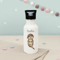 Personalisierte Trinkflasche weiß mit Trinkhalm "Otter"