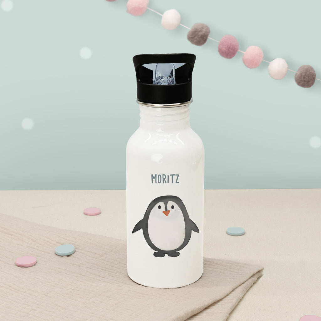 Set Personalisierte Mepal-Lunchbox & Trinkflasche mit Trinkhalm "Pinguin"