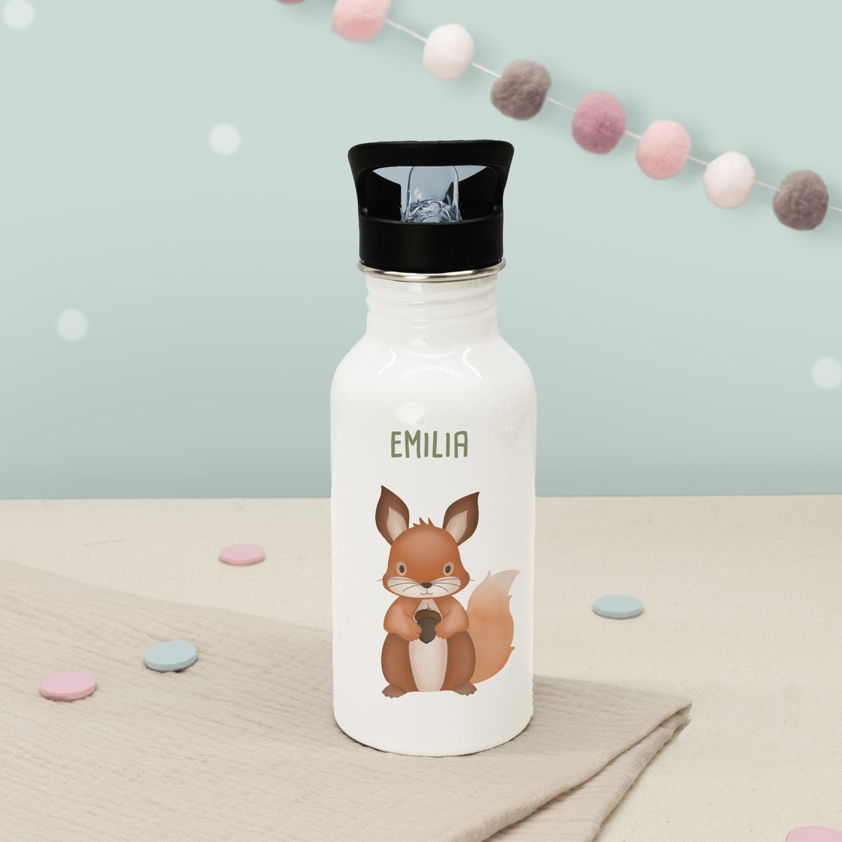 Set Personalisierte Mepal-Lunchbox & Trinkflasche mit Trinkhalm "Eichhörnchen"