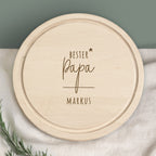 Personalisiertes Frühstücksbrettchen Rund Buche "Bester Papa Stern" Geschenk zum Vatertag Gravur