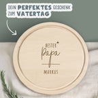 Personalisiertes Frühstücksbrettchen Rund Buche "Bester Papa Stern" Geschenk zum Vatertag Gravur