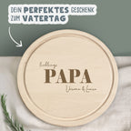 Personalisiertes Frühstücksbrettchen Rund Buche "Lieblingspapa" Geschenk zum Vatertag Gravur