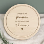 Personalisiertes Frühstücksbrettchen Rund Buche "Papa wunderbar" Geschenk zum Vatertag Gravur