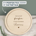 Personalisiertes Frühstücksbrettchen Rund Buche "Papa wunderbar" Geschenk zum Vatertag Gravur
