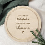 Personalisiertes Frühstücksbrettchen Rund Buche "Papa wunderbar" Geschenk zum Vatertag Gravur