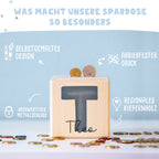 Spardose Würfel "Buchstabe" bunt bedruckt
