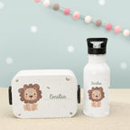 Set Personalisierte Mepal-Lunchbox & Trinkflasche mit Trinkhalm "Löwe"