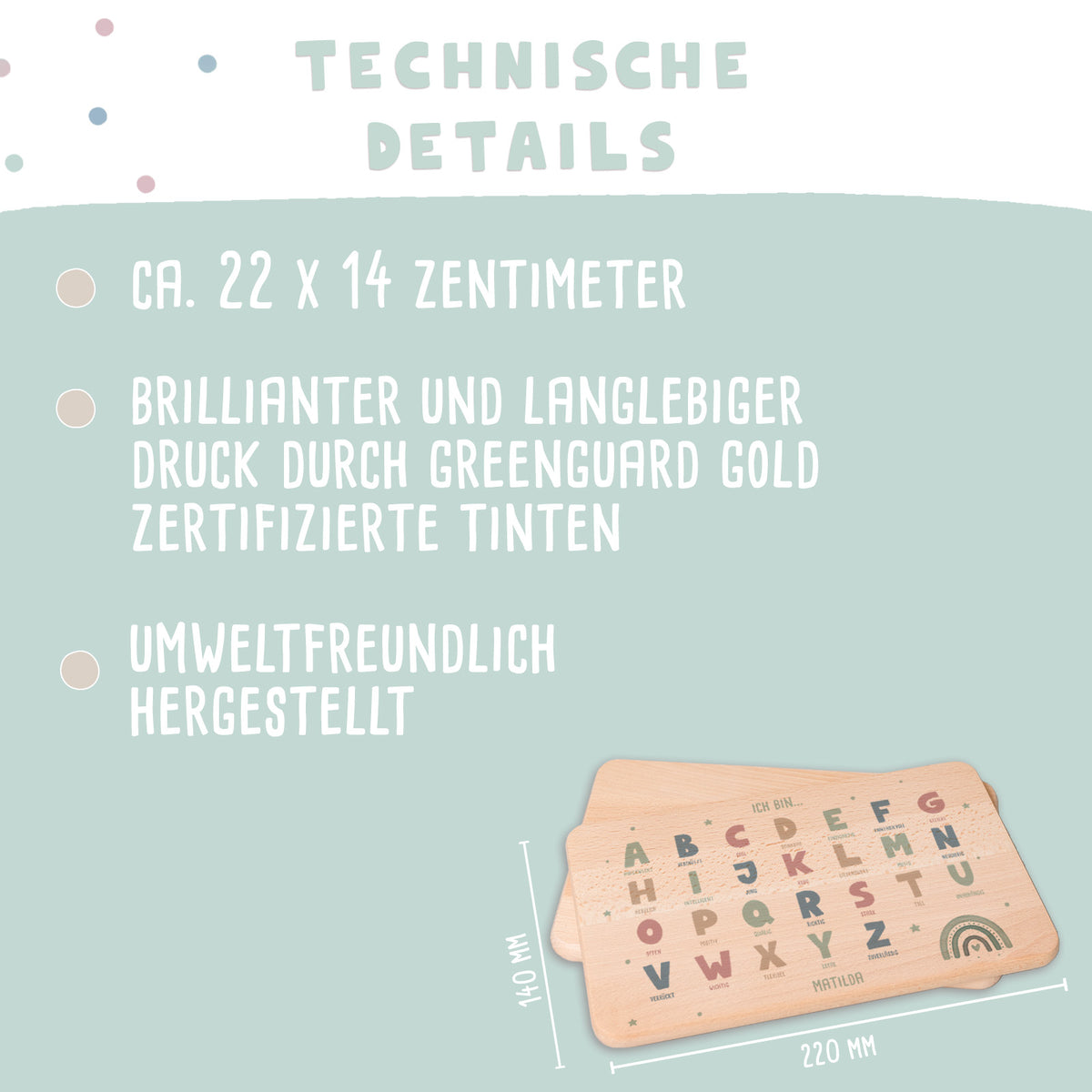 Frühstücksbrettchen Aquarell ABC-Affirmation Motiv Buche