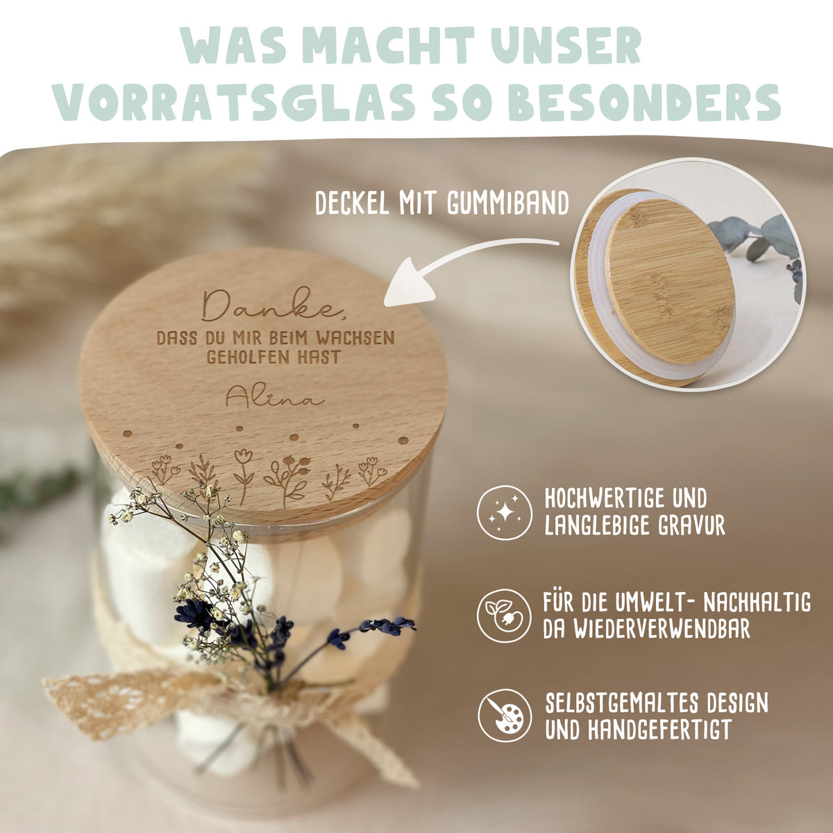 Personalisiertes Vorratsglas "Wachsen" Abschiedsgeschenk Lehrer/in und Erzieher/in