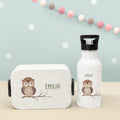 Set Personalisierte Mepal-Lunchbox & Trinkflasche mit Trinkhalm "Eule"