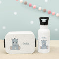 Set Personalisierte Mepal-Lunchbox & Trinkflasche mit Trinkhalm "Nashorn"