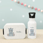 Set Personalisierte Mepal-Lunchbox & Trinkflasche mit Trinkhalm "Nashorn"