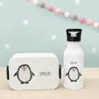 Set Personalisierte Mepal-Lunchbox & Trinkflasche mit Trinkhalm "Pinguin"